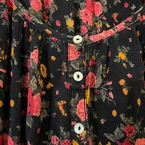 Black Floral Print Tunic